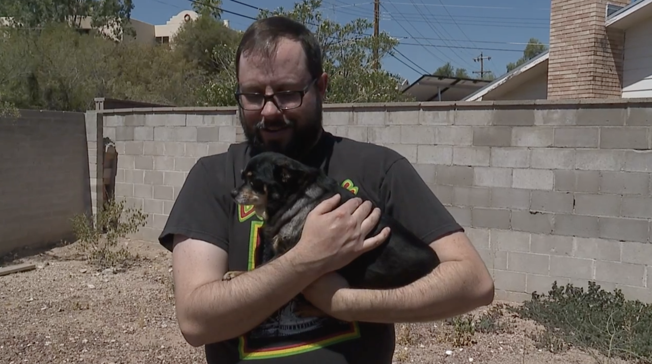 Ryan Snowden holding Trudi