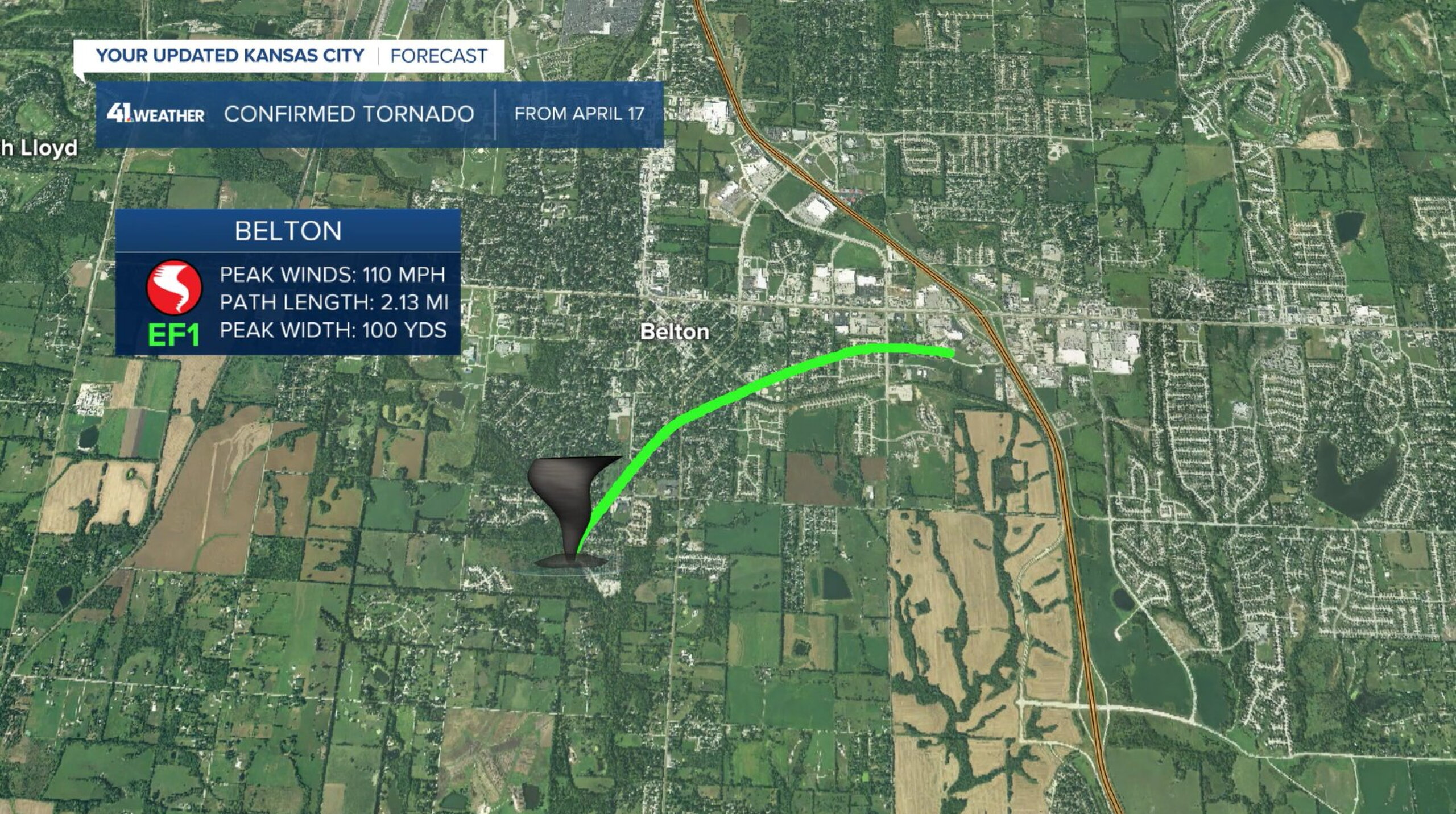 NWS: EF1 tornado confirmed in Belton, Missouri