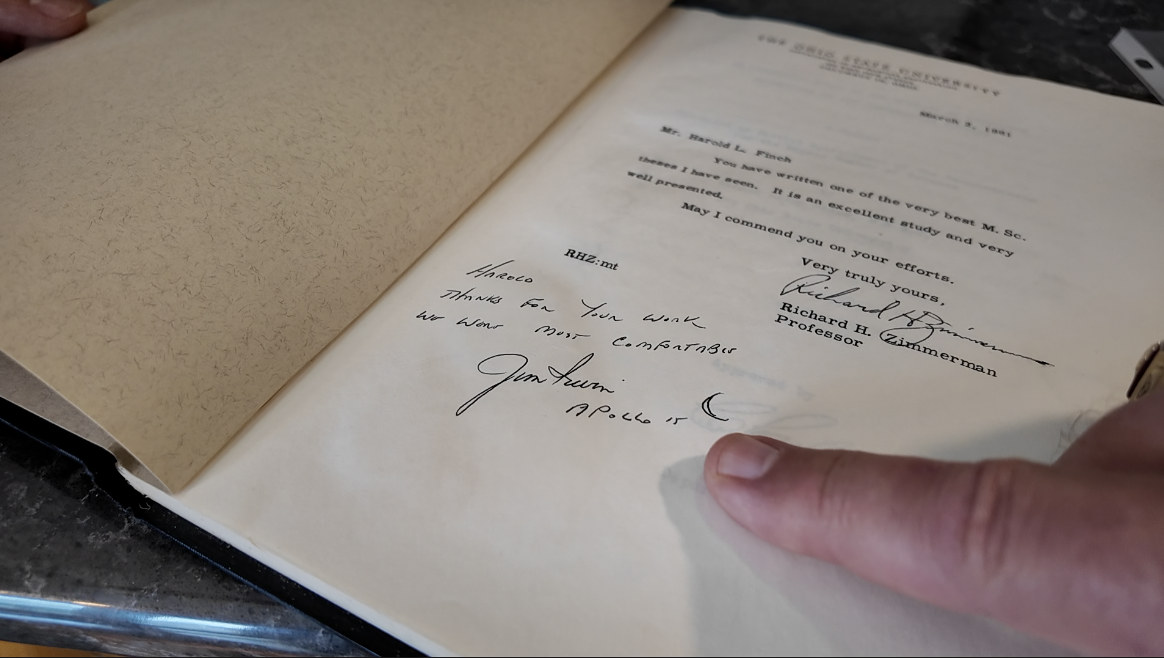 Hand written note from Jim Erwin