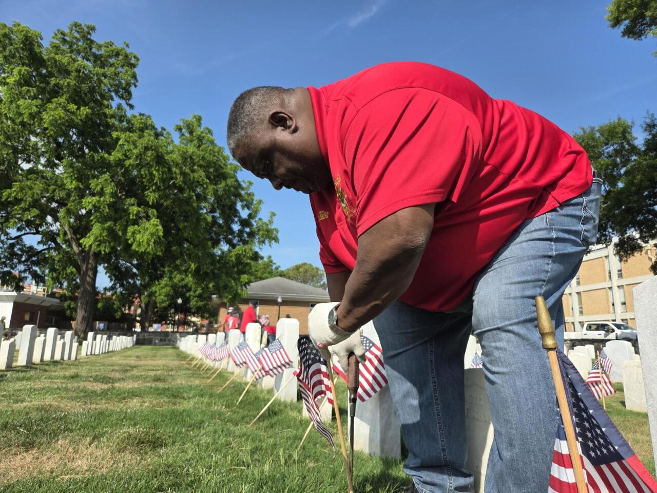 Flags placing at Hampton National Cemetery
