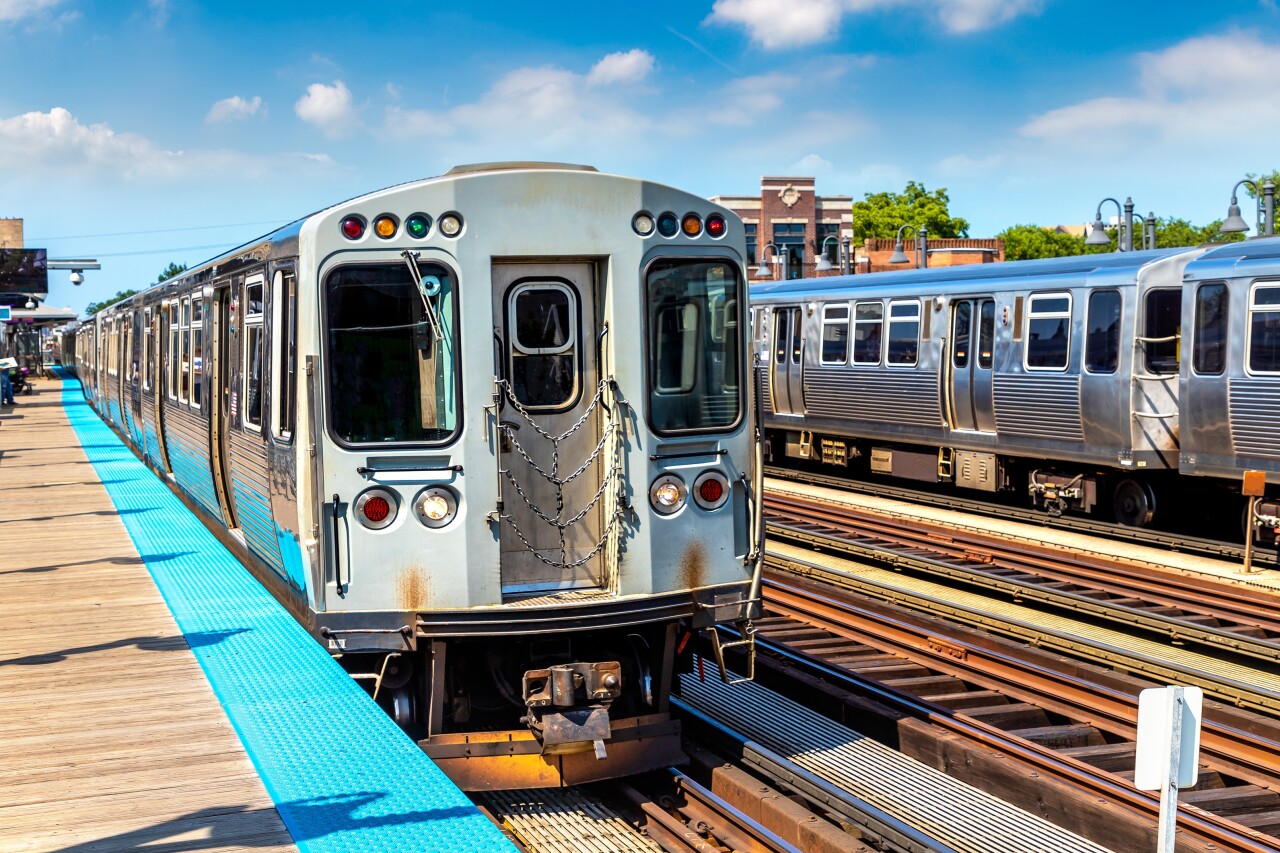 A train sits on the tracks.