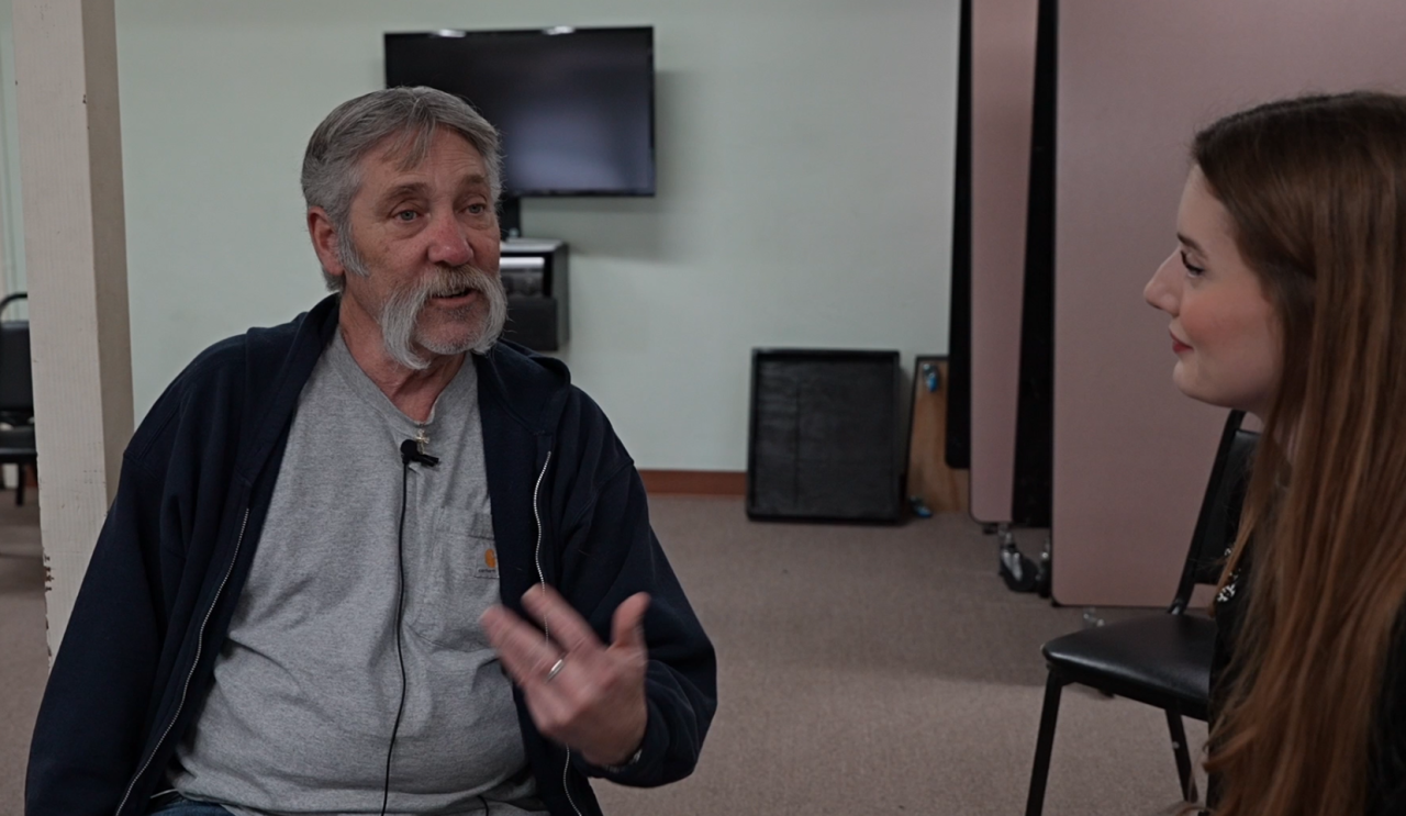 Neighborhood News Reporter Grace Laverriere interviewing Richard Smith in Tehachapi. Richard says he nominated Stan Morgan for Citizen of the Year.