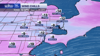 Possible wind chills Tuesday morning
