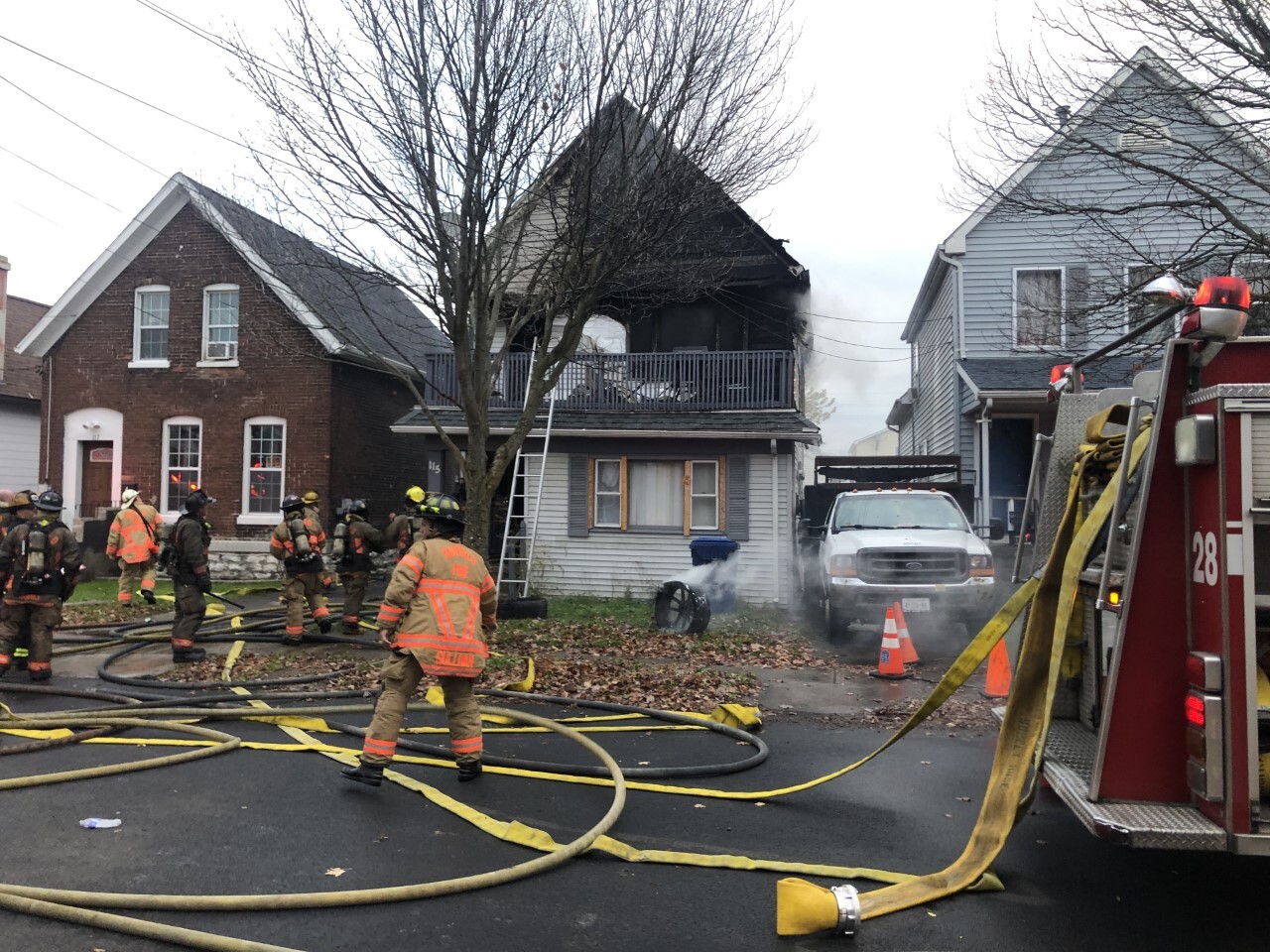 Buffalo Fire crews work two-alarm fire on Goethe Street.