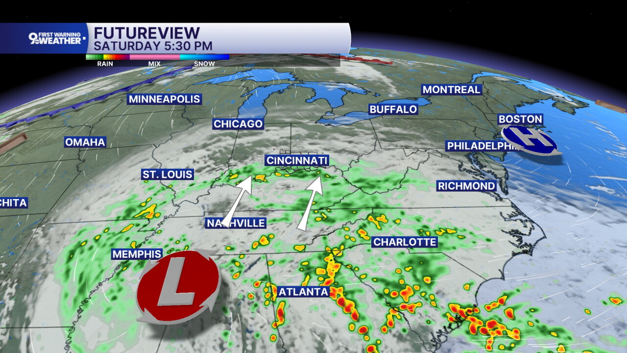 Tropical moisture moves in Saturday