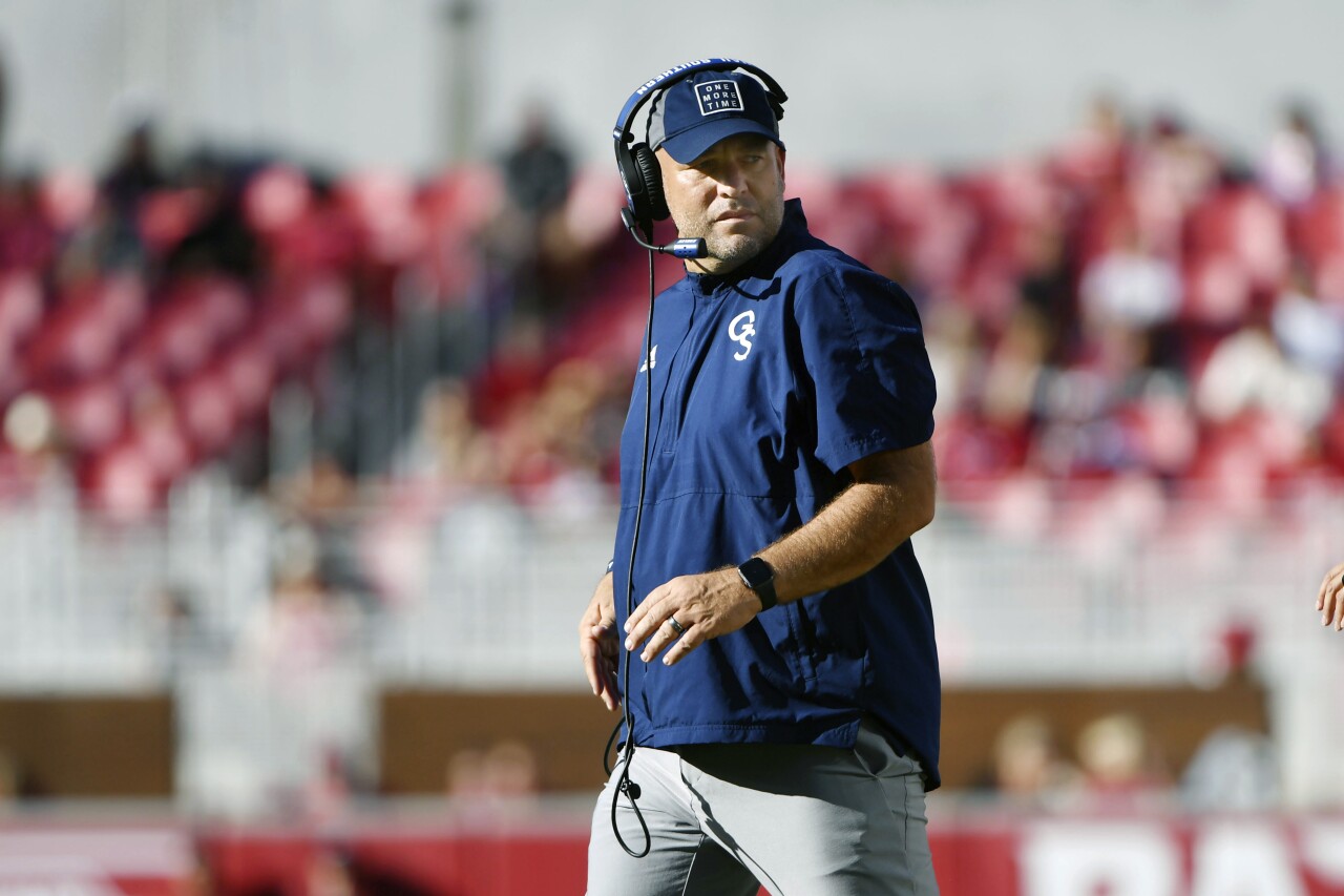 Georgia Southern Eagles head coach Chad Lunsford at Arkansas Razorbacks, Sept. 18, 2021