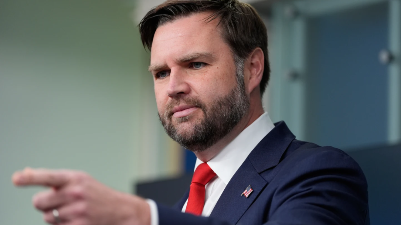 Vice President JD Vance speaks with reporters in the James Brady Press Briefing Room at the White House, Wednesday, Oct. 1, 2025, in Washington.