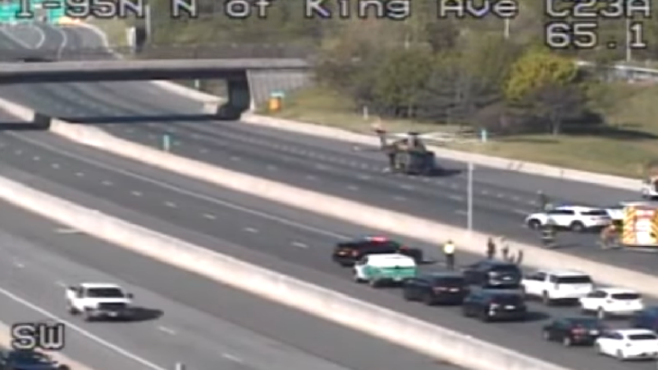 Helicopter lands on I95 in White Marsh following serious multicar