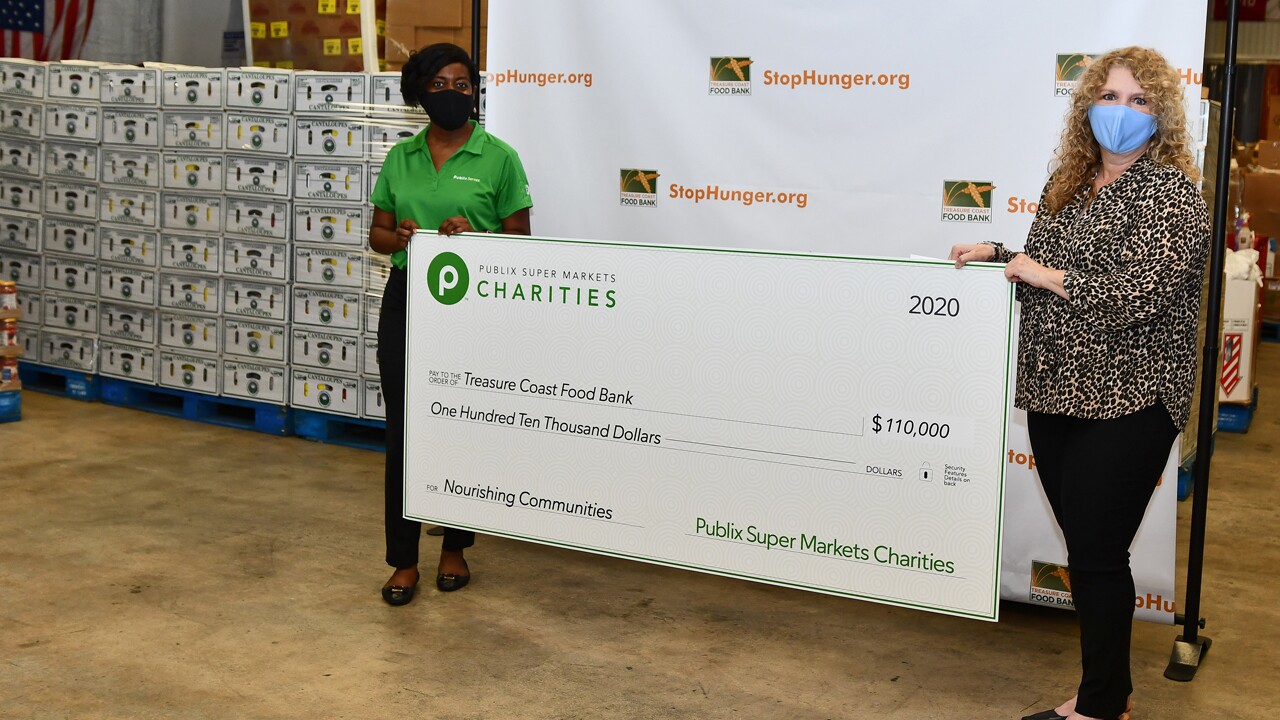 Robin Hankerson of Publix with Judy Cruz, the president and CEO of Treasure Coast FoodBank