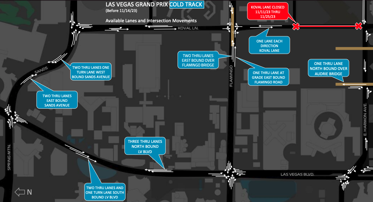 Formula 1 LV Grand Prix cold track closure