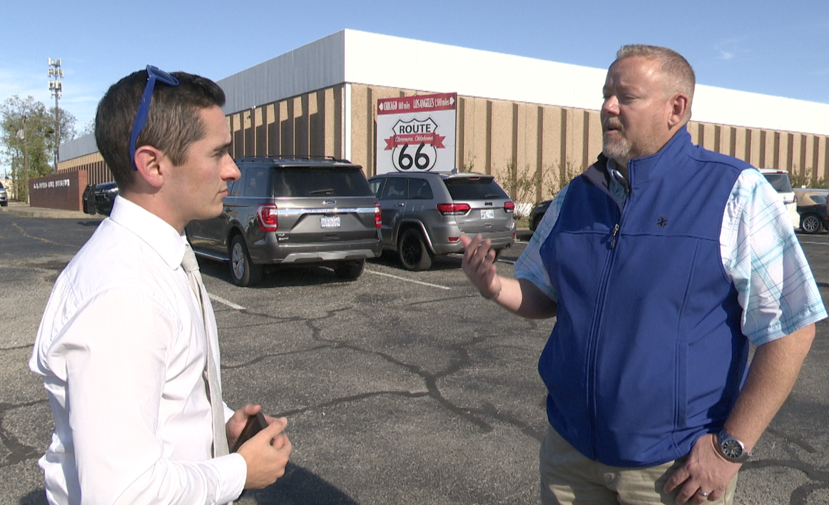 2 News Oklahoma reporter with Claremore City Manager John Feary.png