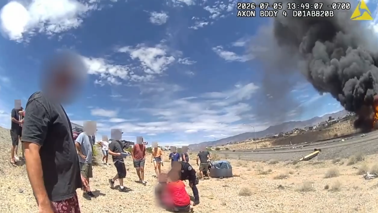 Nevada bystanders pull crash victim from burning motorhome on I-15 near Mesquite