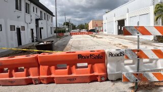 A West Palm Beach couple says they've been unable to use the street outside their home for about 14 months due to an abandoned construction project on 20th Street.