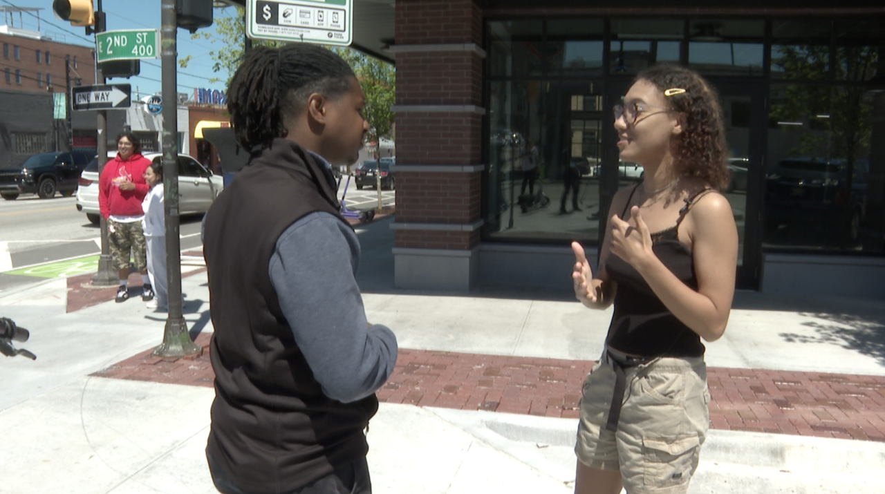 two shot shooting person who heard