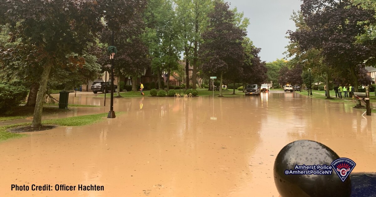 Streets in Amherst flooded after water main break