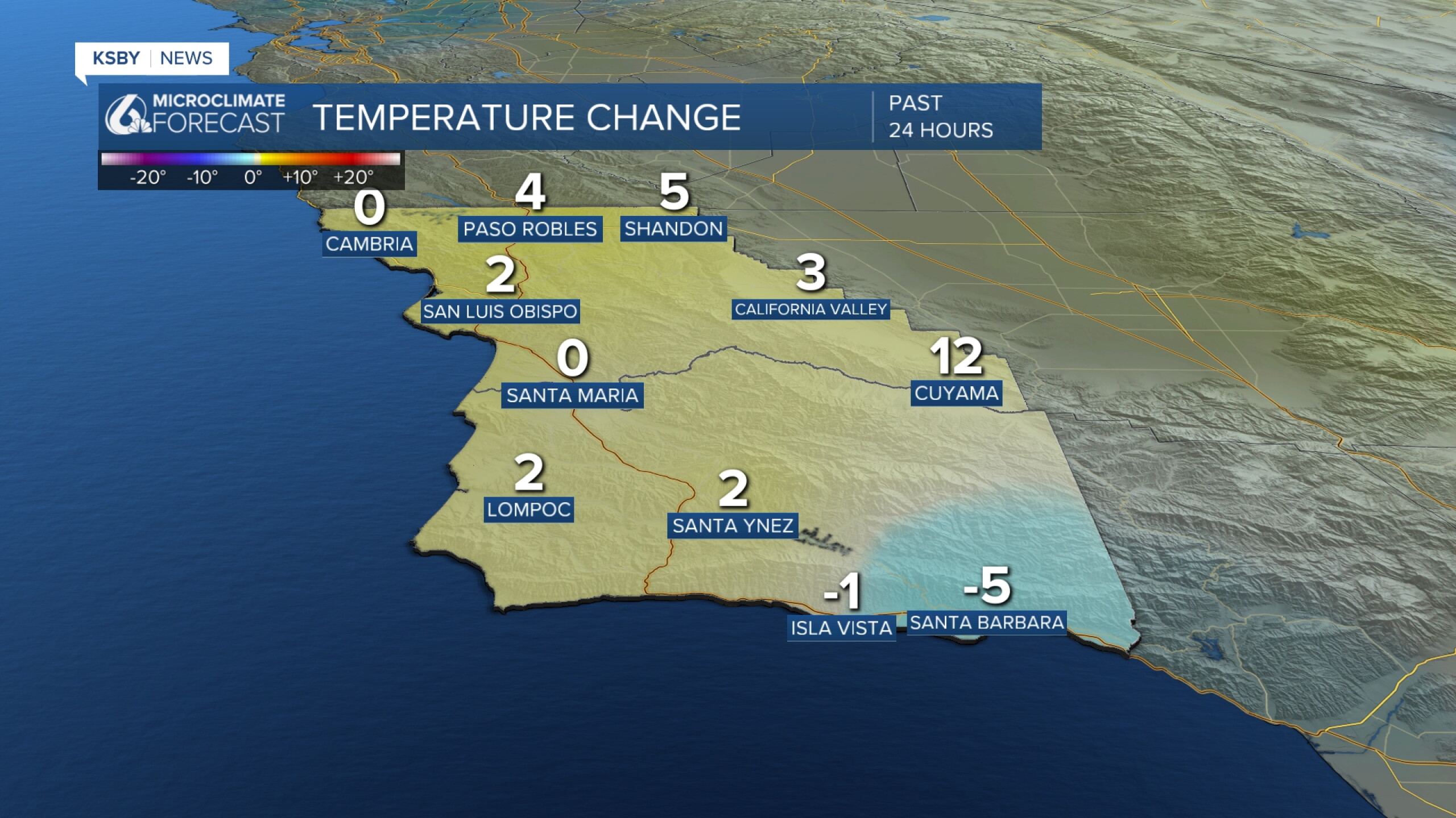 Warmer temperatures Sunday evening, with a minor short-lived cool down ...