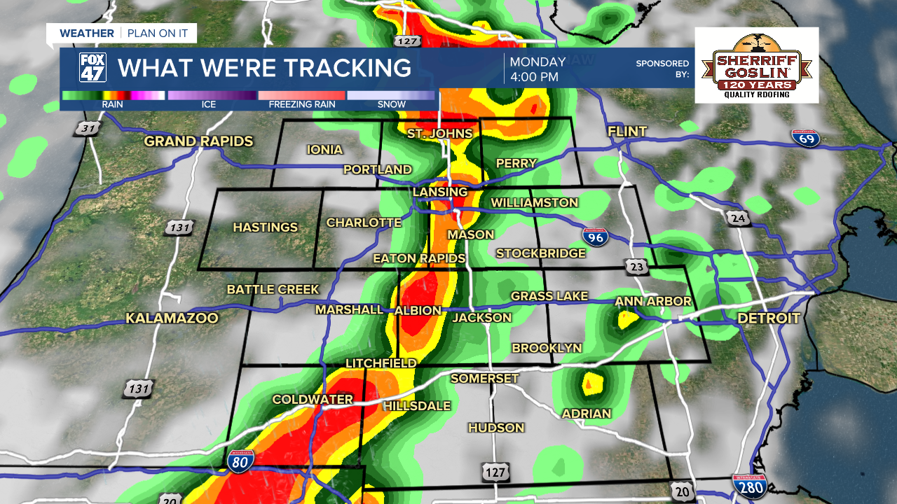Storms arrive Monday afternoon across Mid-Michigan with all severe impacts possible