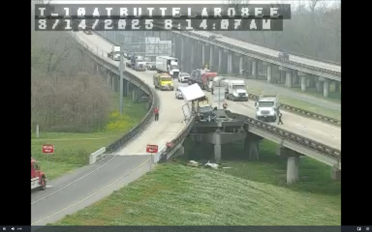 Overturned tractor-trailer on I-10 at Butte La Rose