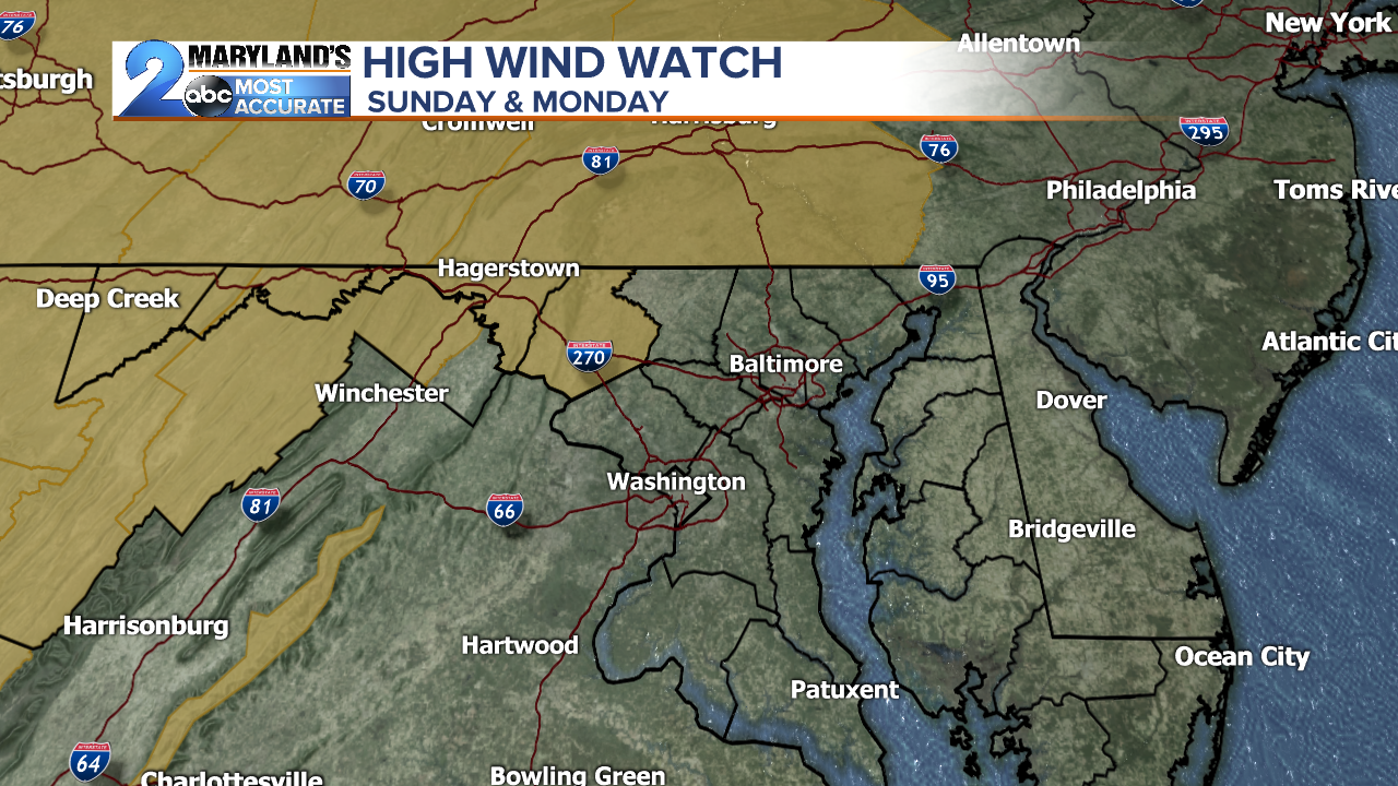 High Wind Watch for Sunday