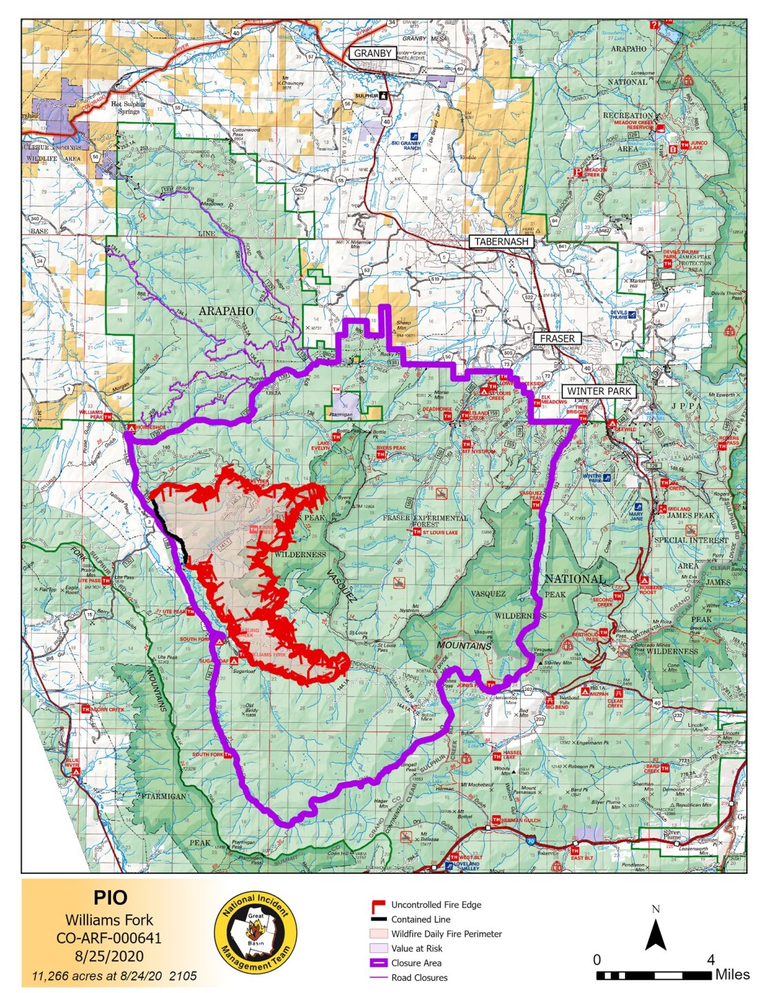 Williams Fork Fire map_Aug 25 2020