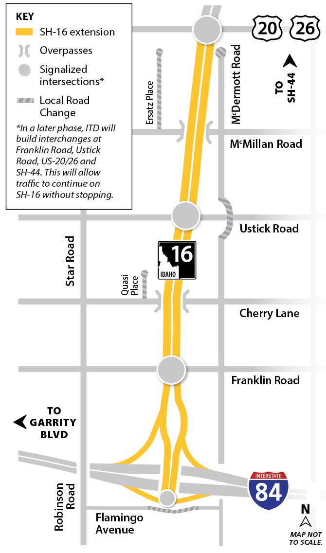 A map of phase 2 of SH16 construction.