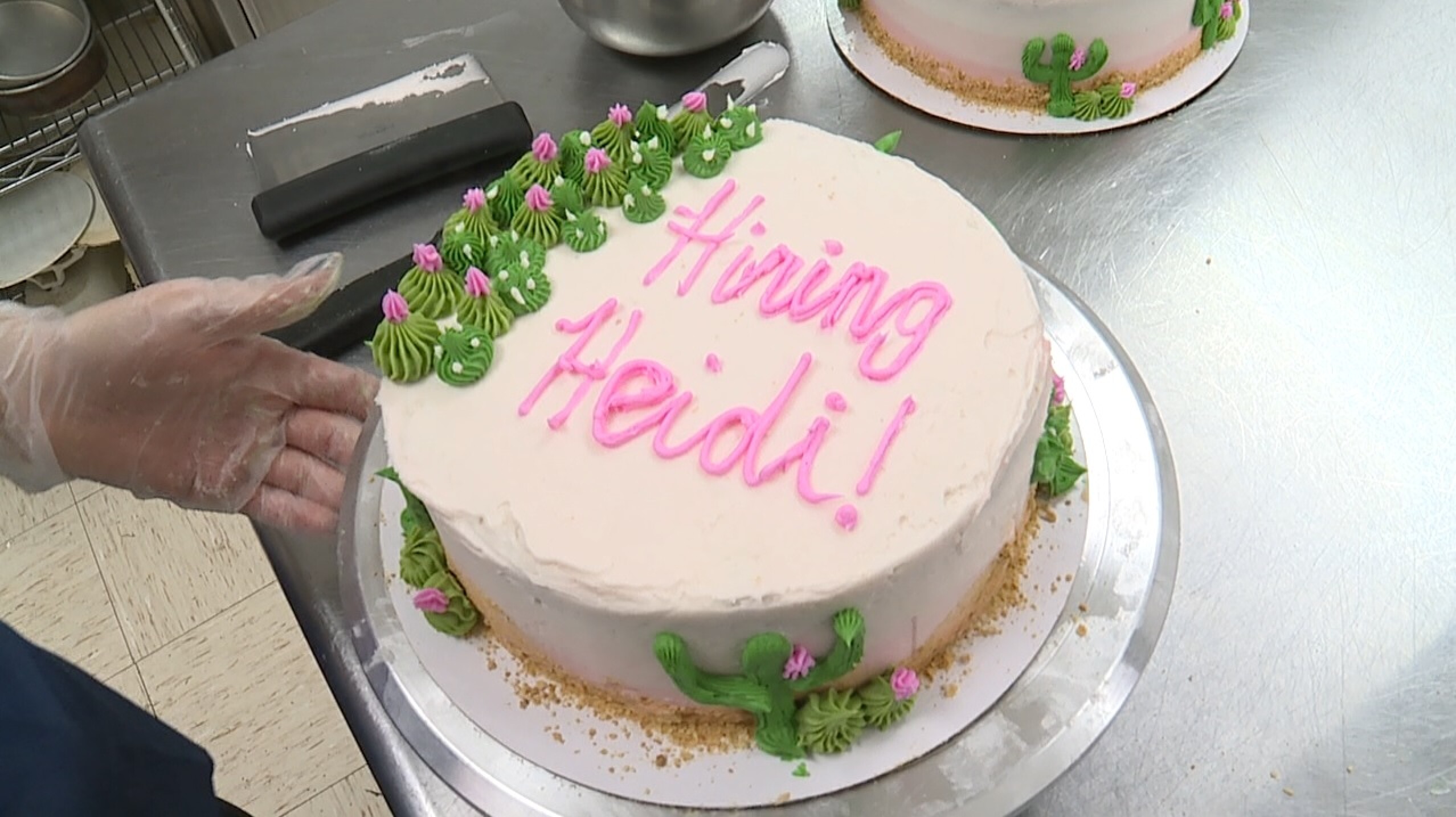 Hiring Heidi Decorating cakes at La Baguette Parisienne on Tucson's