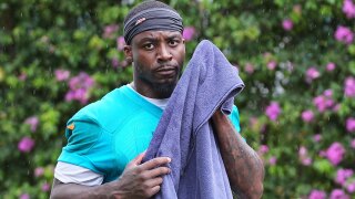 Miami Dolphins cornerback Kader Kohou walks from practice at the NFL football team's training camp, Wednesday, July 23, 2025, in Miami Gardens, Fla.