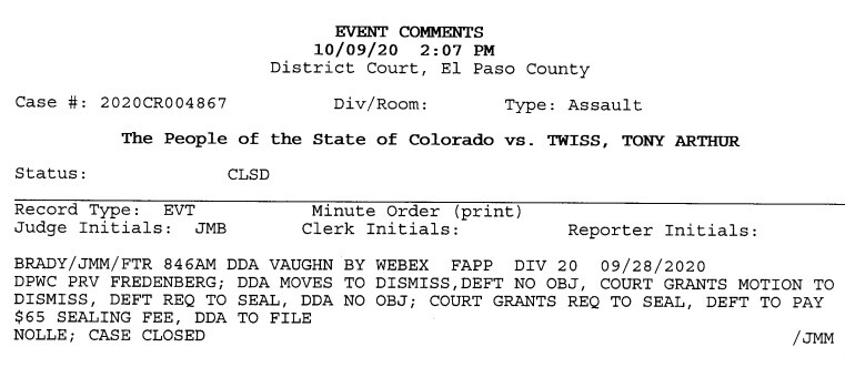 Court Record Dismissal