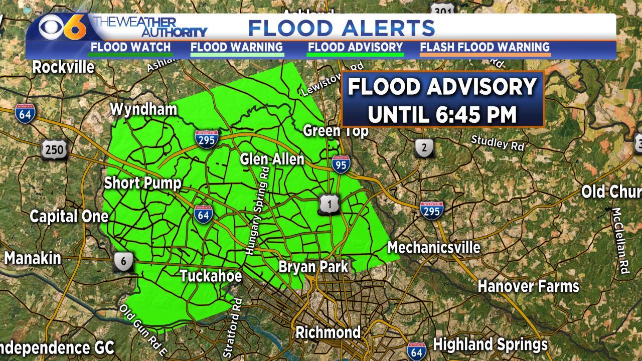 Flood Advisory no longer in effect for parts of metro-Richmond