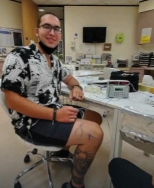 Dane Van Ells getting treatment