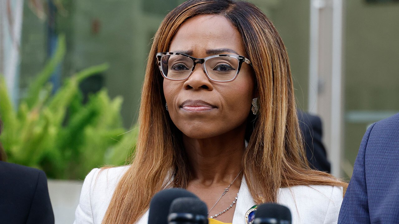 U.S. Rep. Sheila Cherfilus-McCormick, D-Fla., speaks to the media after a hearing in federal court Monday, Dec. 29, 2025, in Miami. (AP Photo/Terry Renna)