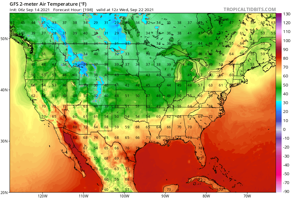 Temperature Forecast Valid 7AM September 22