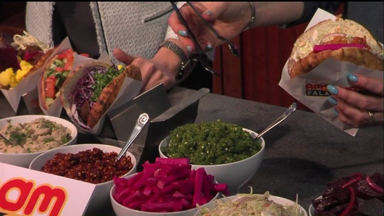 Build your own tasty falafel sandwich with fresh ingredients at Amsterdam Falafelshop