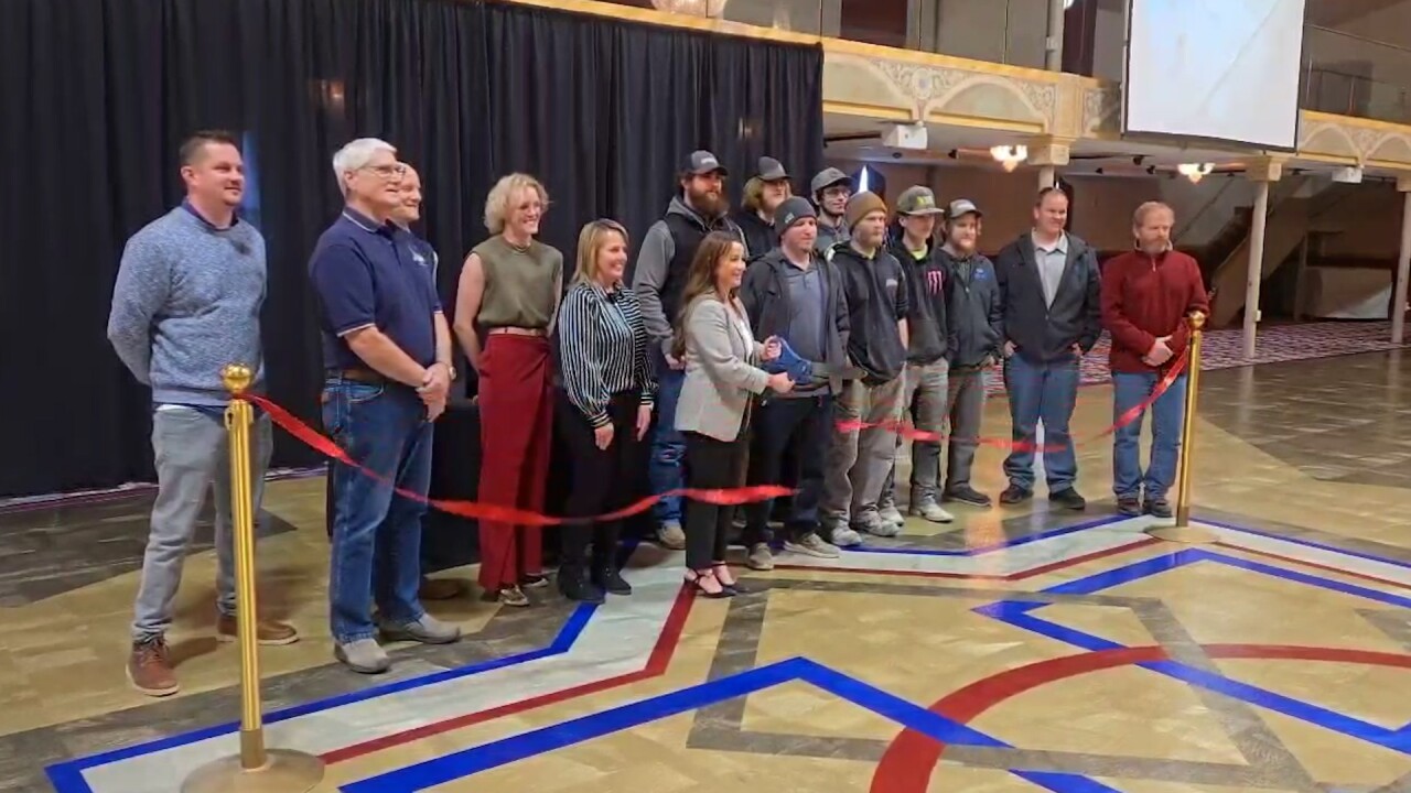 Civic center floor ribbon cutting