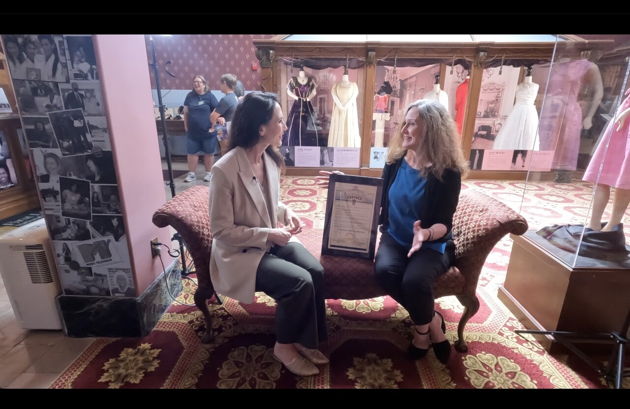 Michelle holding proclamation from Gov. DeWine at the First Ladies Museum in Canton