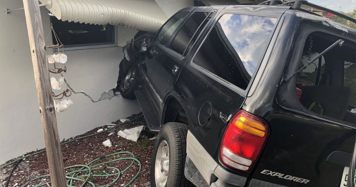 Car crashes into SUV, launching it into a house in Stuart