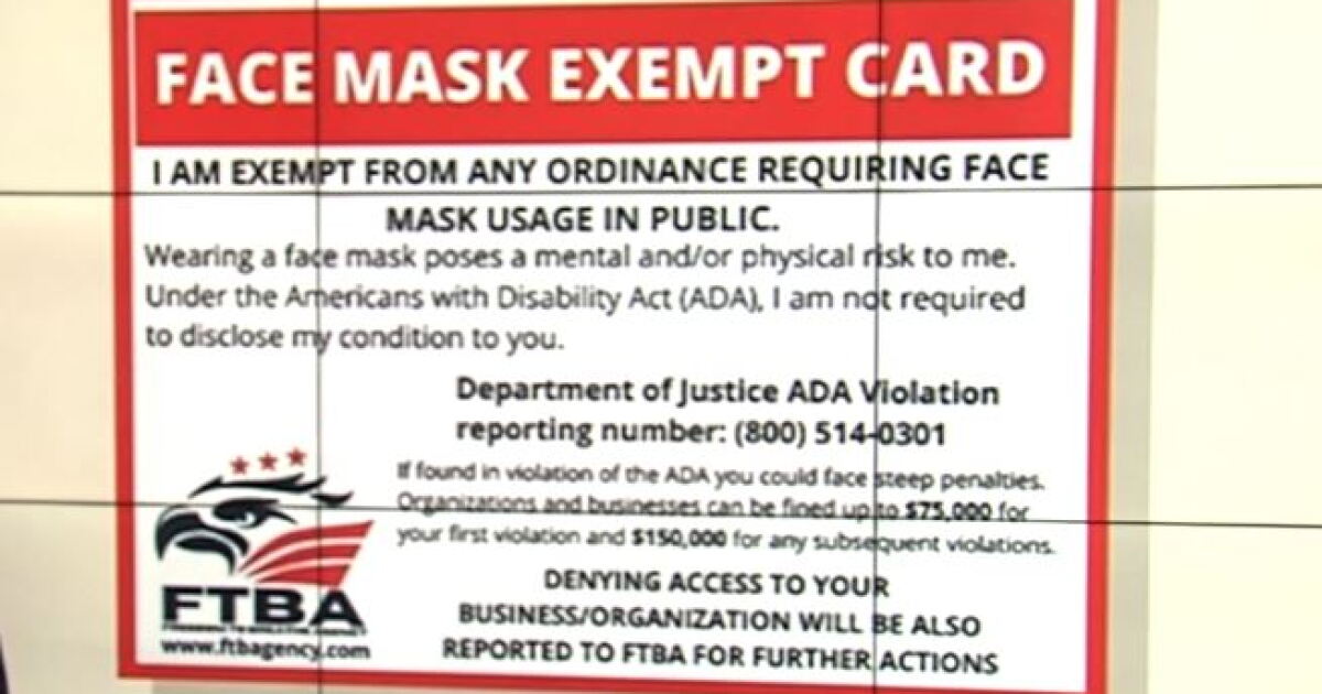Mask Exemption Card Reverse Fake face mask exempt cards being used in Palm Beach County