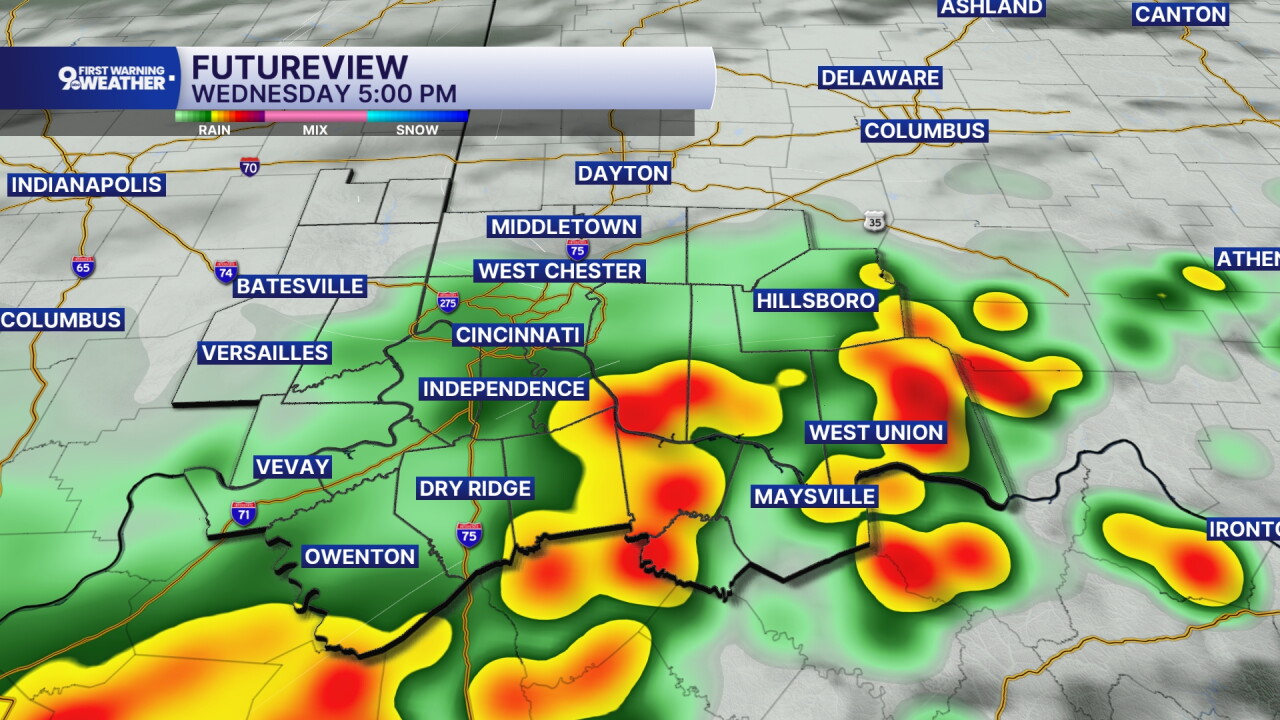 Storms by 5 p.m.