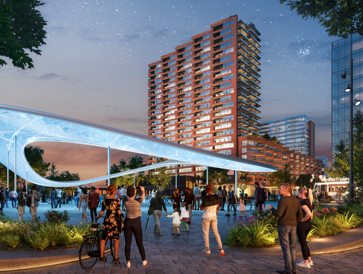 A proposed high-rise residential tower in The Banks Urban Design Plan.