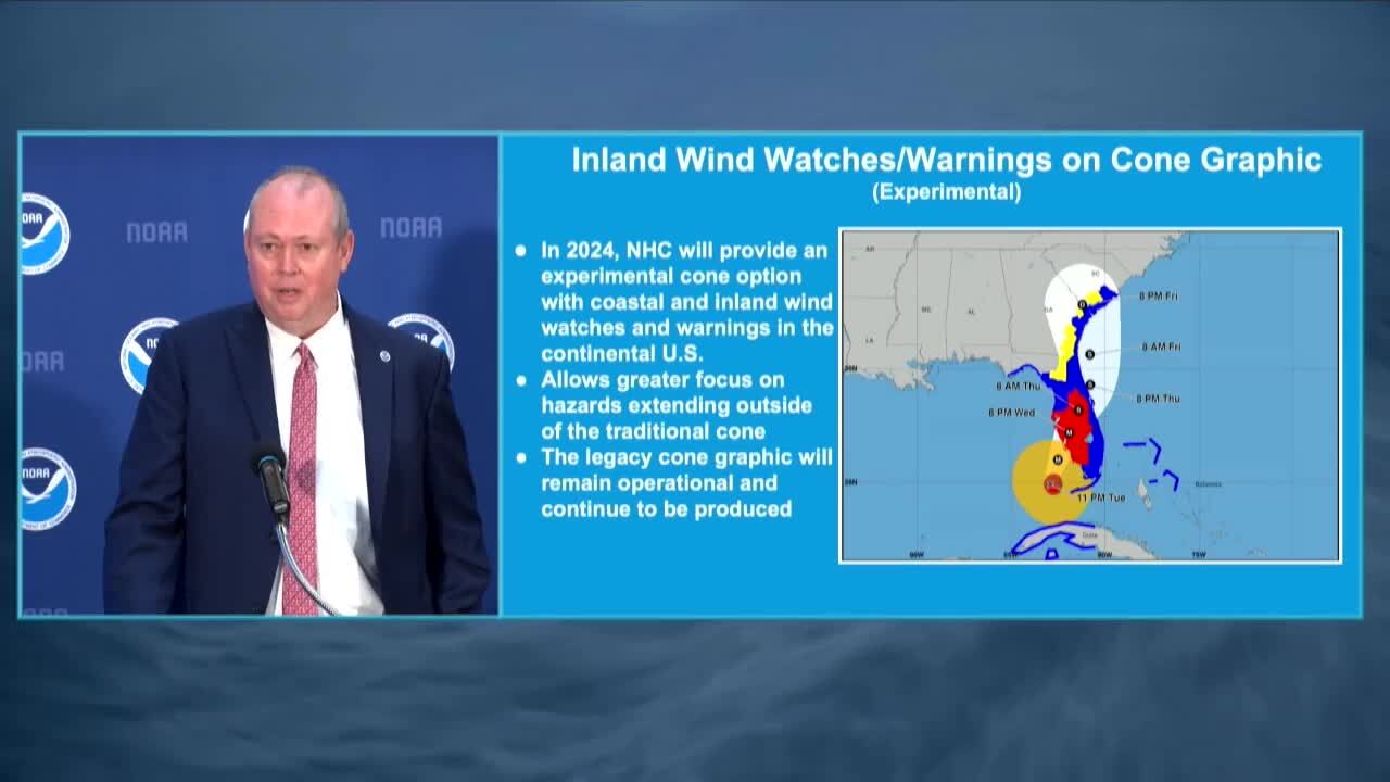 NOAA new inland wind watches and warnings on cone graphic hurricane season