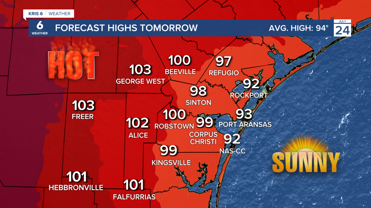 Forecast highs tomorrow