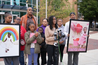 Jordan Bright's family and community outside of the Baltimore City Juvenile Detention Center