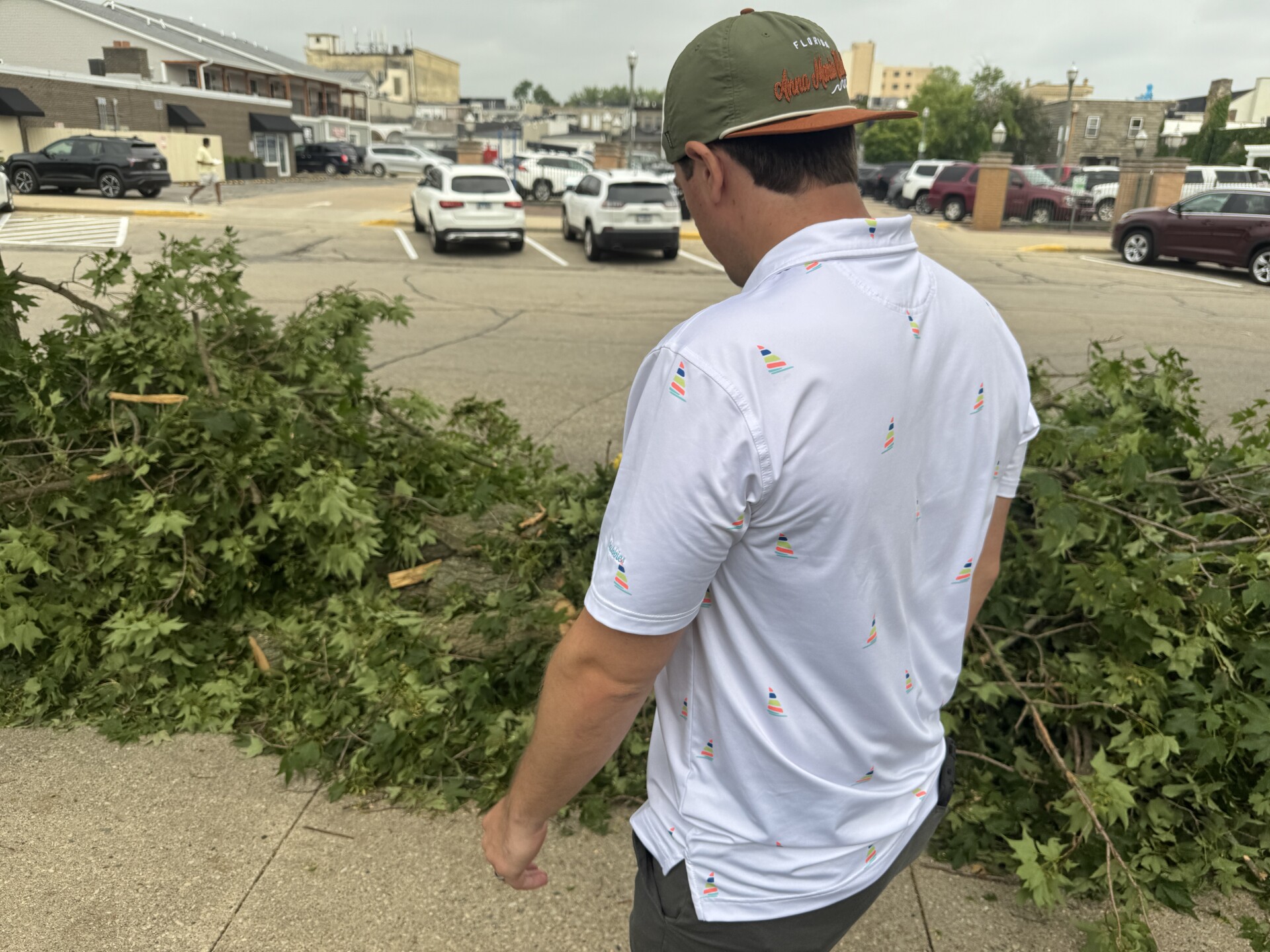 Luke Haun surveys the damage. 