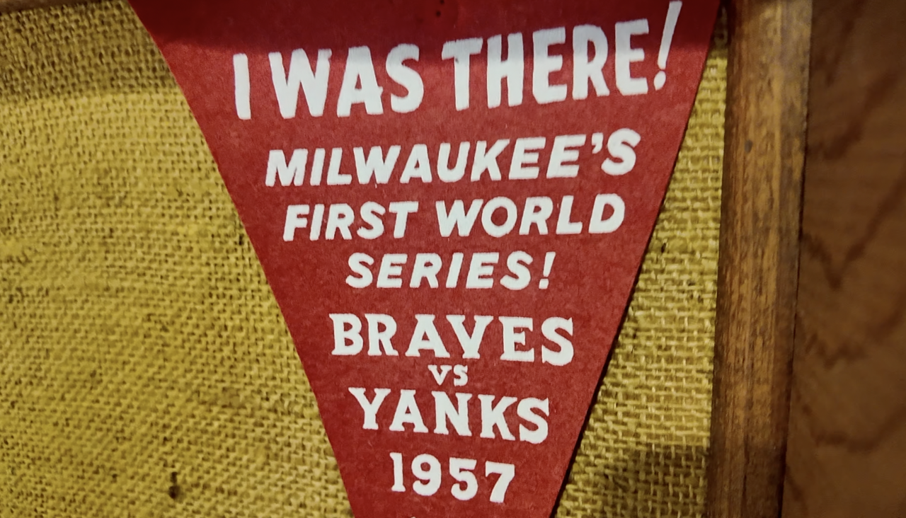 Terry Sheahan banner from 1957 World Series