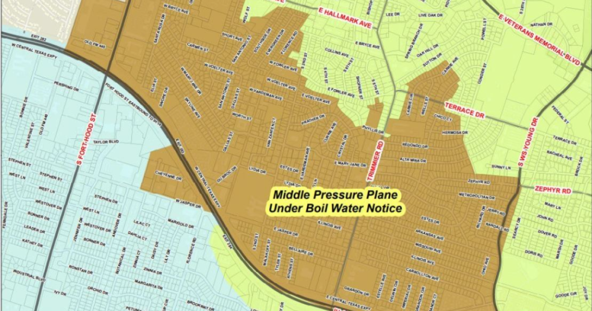 Boil water noticed issued for Killeen water customers in Middle
