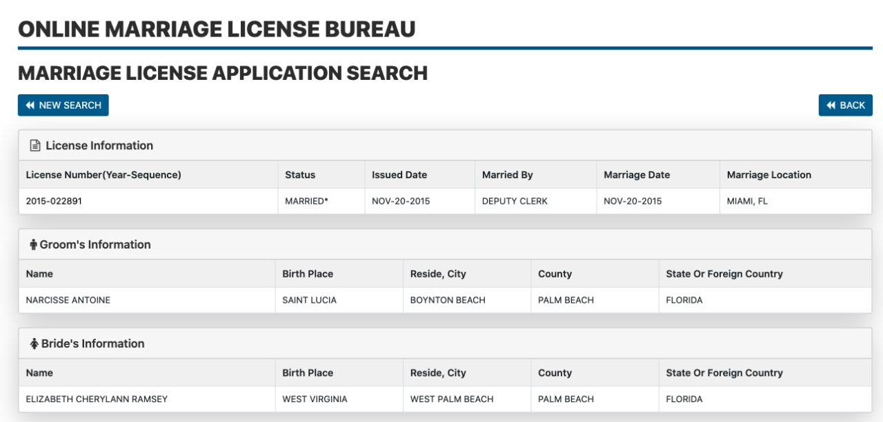 Miami-Dade County online marriage license