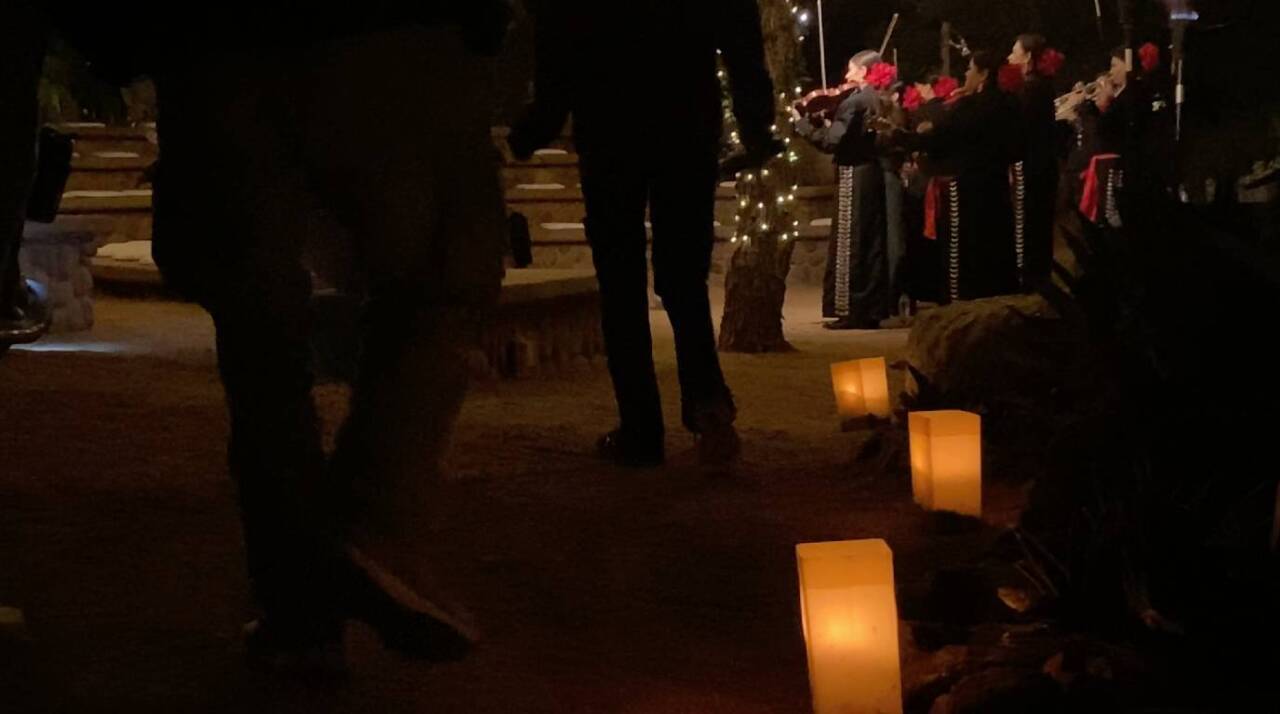 The Luminarias illuminate the pathways to live entertainment.  The image above showcases an all-female mariachi band playing at the garden. 