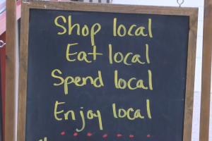 Shop Local sign in downtown Helena