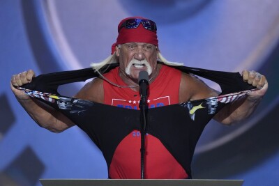 Wresting star Hulk Hogan speaks at the RNC