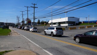 Cars lining up on Ebenezer Road in White Marsh